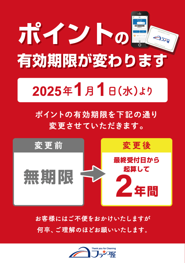 ポイントの有効期限変更のお知らせ